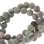 Natural stone beads round 4mm matte Grass flower